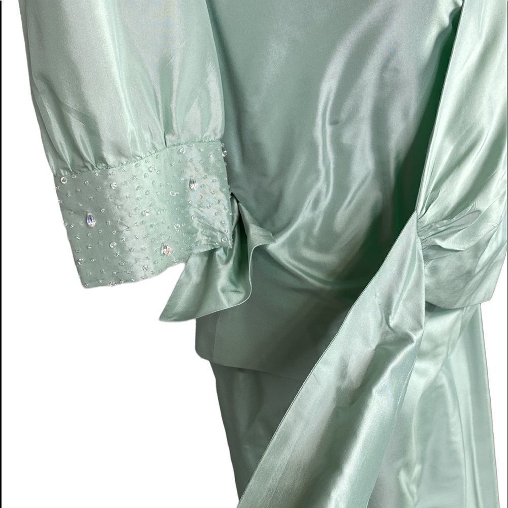 Vintage Marisa Baratelli Thai Silk Beaded Wrap Blouse Maxi Skirt Set Mint Size 6 - Picture 5 of 15